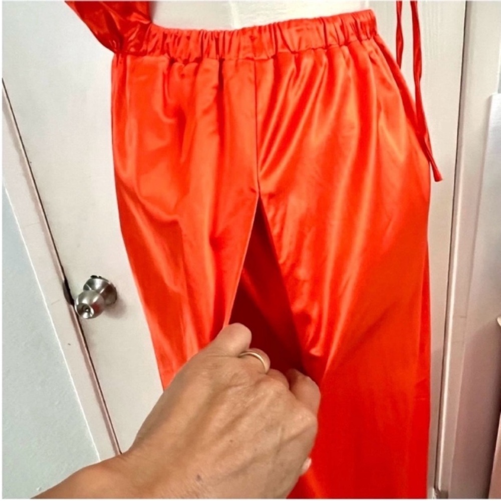 STAUD Georgia Halterneck Cotton-Blend
Poplin Orange Maxi Dress Size XS - Picture 10 of 14